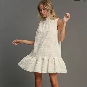 Umgee Cream Textured Sleeveless Mini Dress